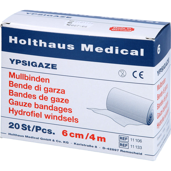 Holthaus Medical YPSIGAZE Mullbinden 6 cm x 4 m, 20 St. Binde