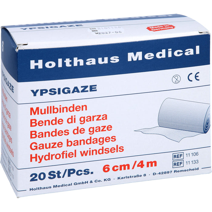Holthaus Medical YPSIGAZE Mullbinden 6 cm x 4 m, 20 St. Binde