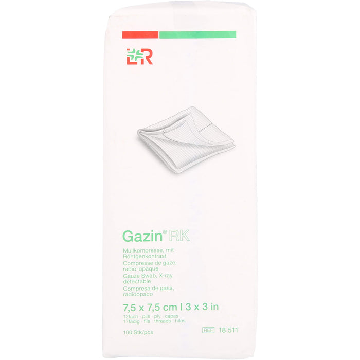 Gazin Kompressen unsteril mit RK 7,5x7,5cm, 100 St KOM