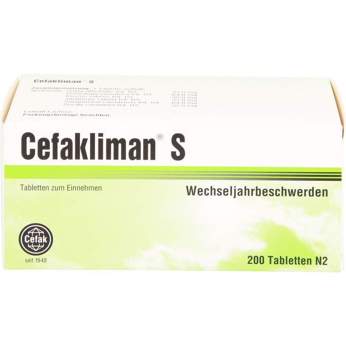 Cefakliman S Tabletten bei Wechseljahrbeschwerden, 200 St. Tabletten