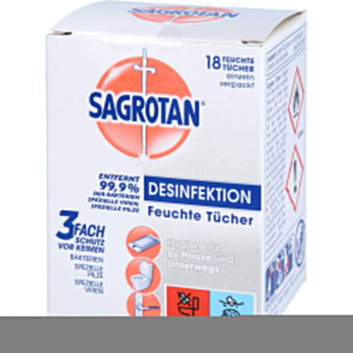 SAGROTAN desinfizierende Feuchttücher, 18 St. Tücher