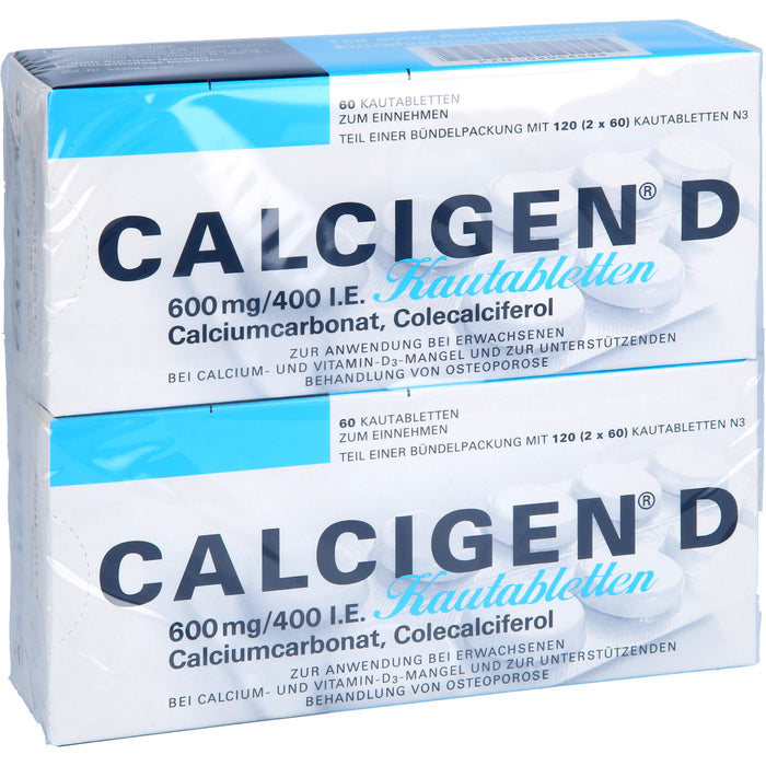 CALCIGEN D 600 mg / 400 I.E. Kautabletten bei Calcium-und Vitamin-D3-Mangel, 120 St. Tabletten
