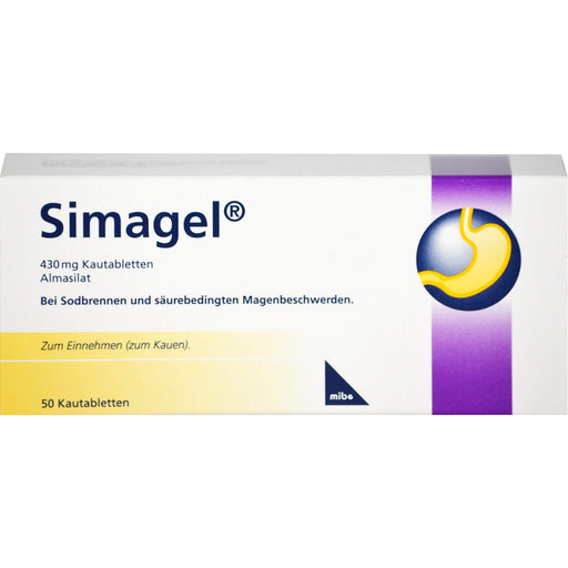 Simagel 430 mg Kautabletten bei Sodbrennen und säurebedingten Magenbeschwerden, 50 St. Tabletten