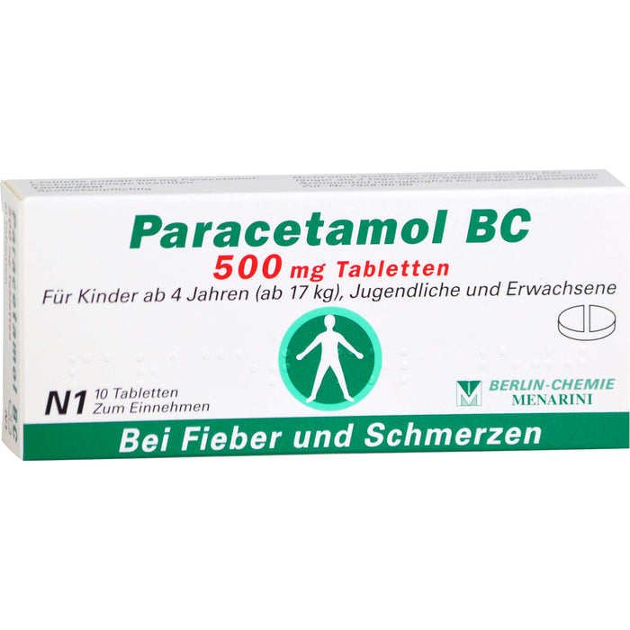 Paracetamol BC 500 mg Tabletten bei leichten bis mäßig starken Schmerzen und Fieber, 10 St. Tabletten