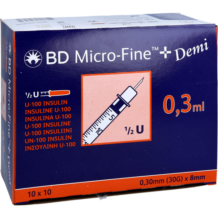 BD Micro-Fine+ U100 Demi 0,3x8mm, 100 St. Spritzen