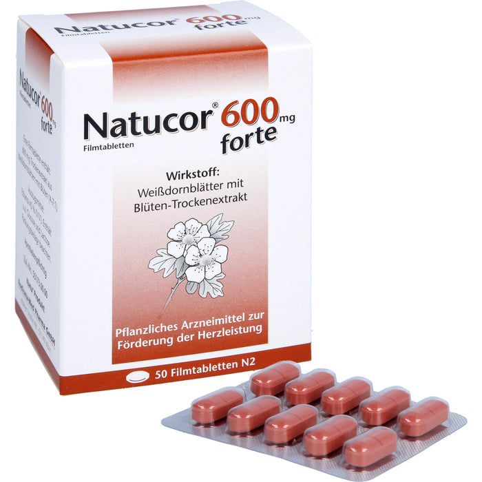 Natucor 600 mg forte Filmtabletten zur Förderung der Herzleistung, 50 St. Tabletten