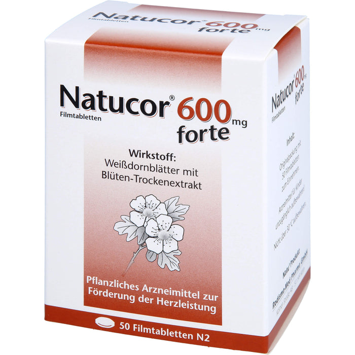 Natucor 600 mg forte Filmtabletten zur Förderung der Herzleistung, 50 St. Tabletten