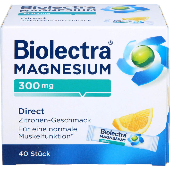 Biolectra Magnesium 300 mg direct Zitronengeschmack Pellets in Sticks, 40 pcs. Sachets
