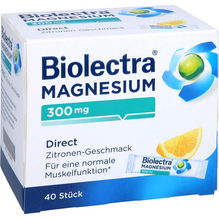 Biolectra Magnesium 300 mg direct Zitronengeschmack Pellets in Sticks, 40 pcs. Sachets
