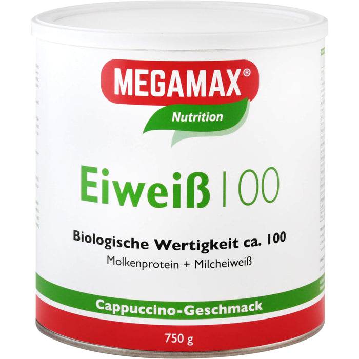MEGAMAX Nutrition Eiweiß 100 Pulver Cappuccino-Geschmack, 750 g Pulver