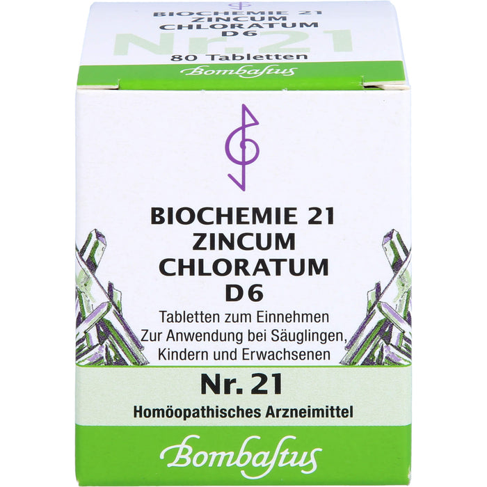 Biochemie 21 Zincum chloratum Bombastus D6 Tbl., 80 St TAB