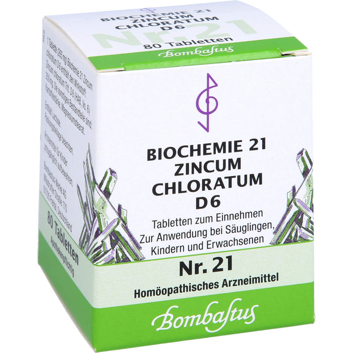 Biochemie 21 Zincum chloratum Bombastus D6 Tbl., 80 St TAB