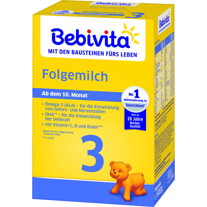Bebivita 3 Folgemilch ab dem 10.Monat, 500 g Pulver