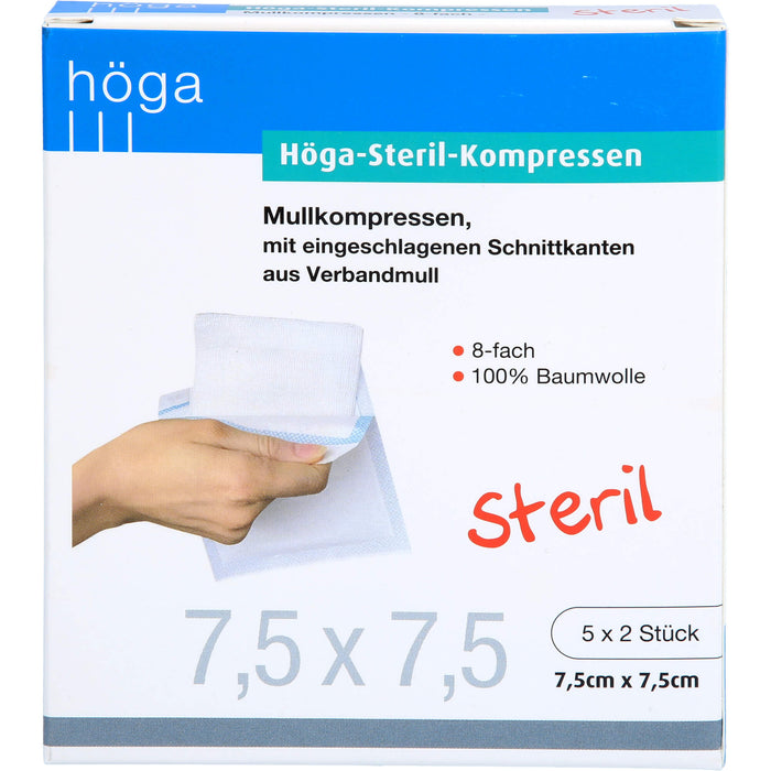 Höga-Steril-Kompressen Mullkompressen 8-fach steril 7,5 x 7,5 cm, 10 St. Kompressen