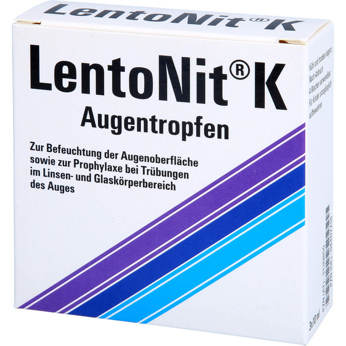 Lento Nit K Augentropfen 3er Packung zur Befeuchtung der Augenoberfläche sowie zur Prophylaxe bei Trübungen im Linsen- und Glaskörperbereich des Auges, 30 ml Lösung