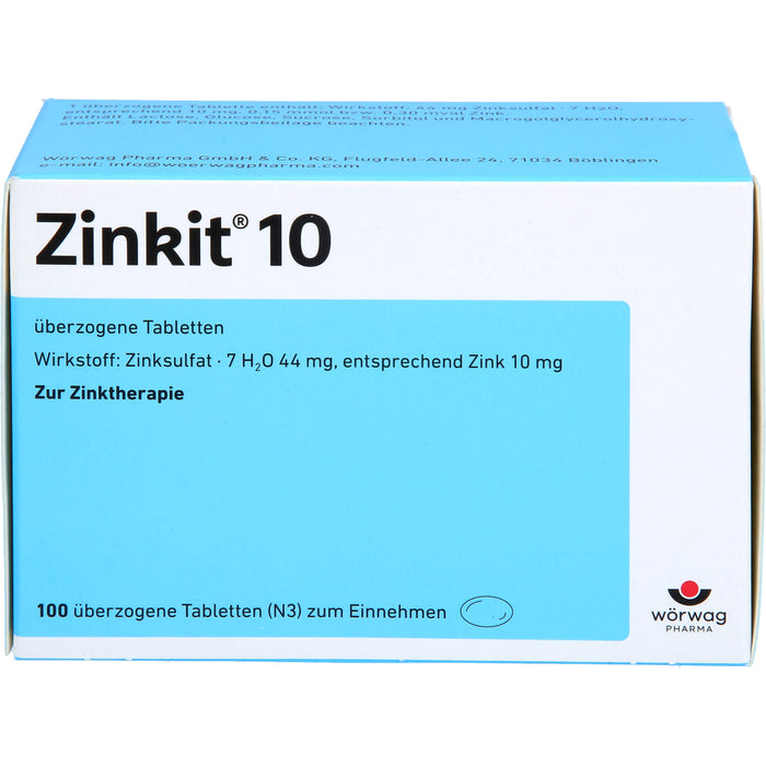 Wörwag Zinkit 10 Tabletten zur Zinktherapie, 100 St. Tabletten