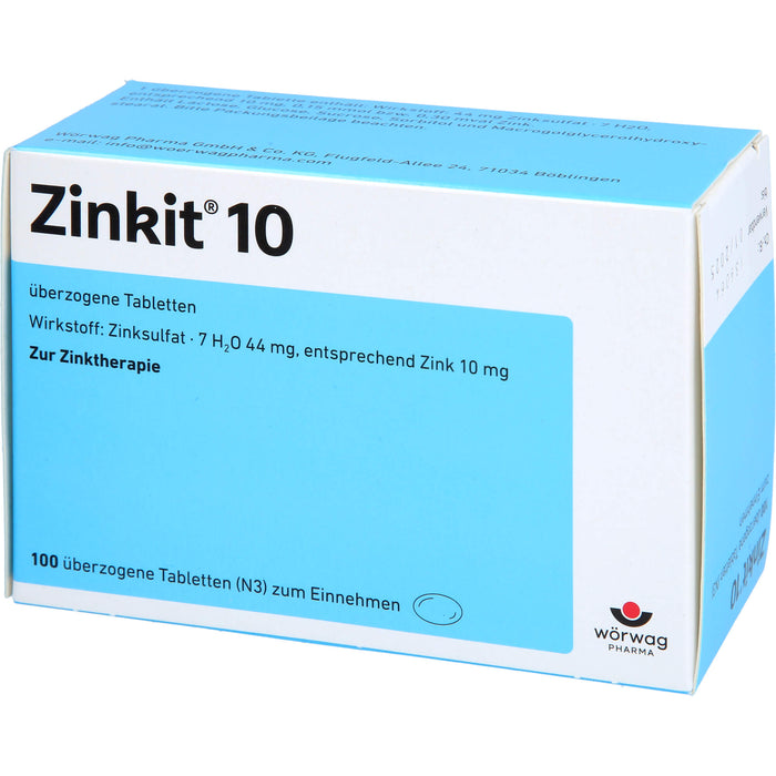 Wörwag Zinkit 10 Tabletten zur Zinktherapie, 100 St. Tabletten