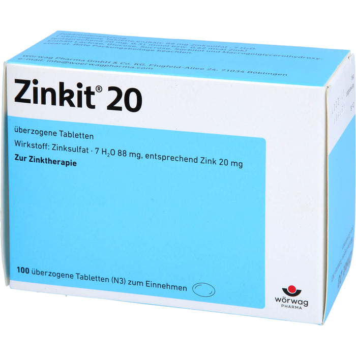 Wörwag Zinkit 20 Tabletten zur Zinktherapie, 100 St. Tabletten