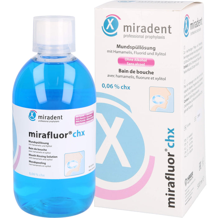 Miradent Mirafluor CHX Liquid 0,06 % zur Unterstützung der täglichen Mundpflege, 500 ml Lösung