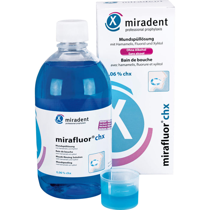 Miradent Mirafluor CHX Liquid 0,06 % zur Unterstützung der täglichen Mundpflege, 500 ml Lösung