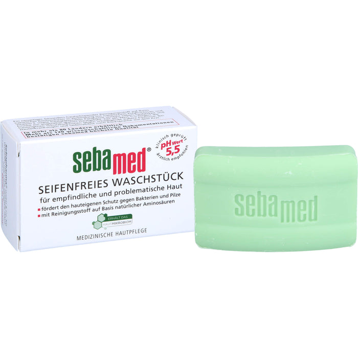 Sebamed seifenfreies Waschstück mit Vitamin E für empfindliche Haut für eine sanfte porentiefe Reinigung, 50 g Körperpflege