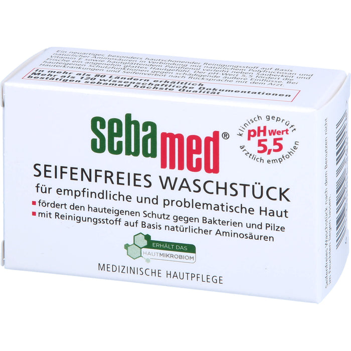 Sebamed seifenfreies Waschstück mit Vitamin E für empfindliche Haut für eine sanfte porentiefe Reinigung, 50 g Körperpflege