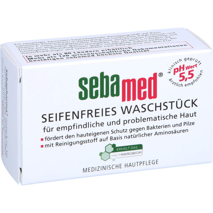 Sebamed seifenfreies Waschstück mit Vitamin E für empfindliche Haut für eine sanfte porentiefe Reinigung, 50 g Körperpflege