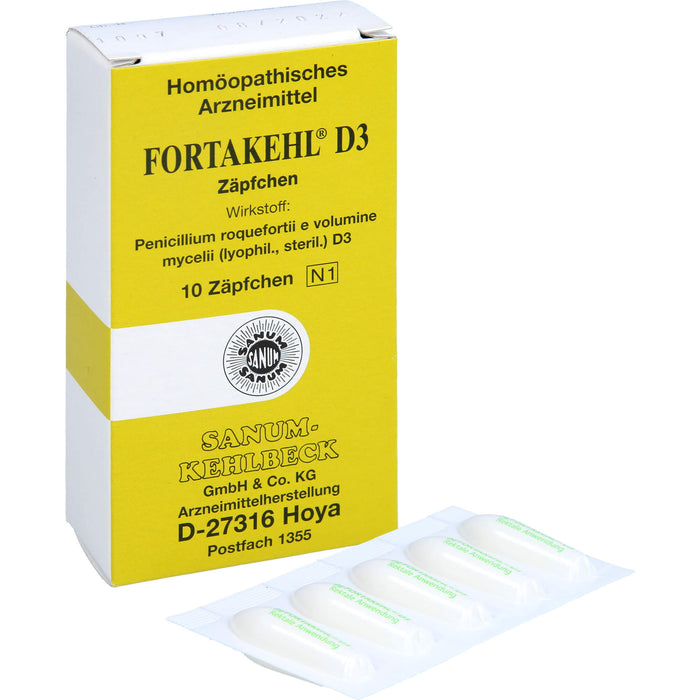 SANUM-KEHLBECK Fortakehl D3 Zäpfchen, 10 St. Zäpfchen