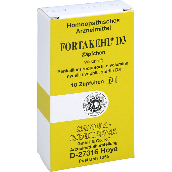 SANUM-KEHLBECK Fortakehl D3 Zäpfchen, 10 St. Zäpfchen