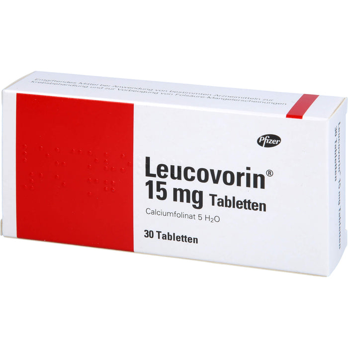 Leucovorin 15 mg Tabletten zur Vorbeugung von Vergiftungserscheinungen und bei Folsäuremangel, 30 St. Tabletten