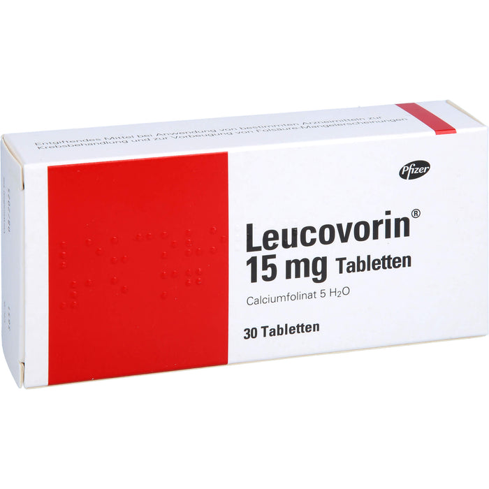 Leucovorin 15 mg Tabletten zur Vorbeugung von Vergiftungserscheinungen und bei Folsäuremangel, 30 St. Tabletten