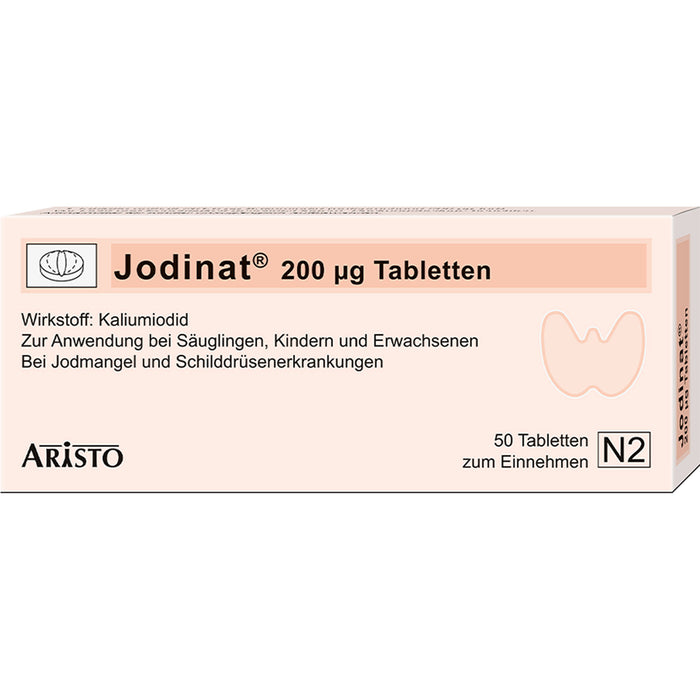 Jodinat 200 µg Tabletten bei Jodmangel und Schilddrüsenerkrankungen, 50 St. Tabletten