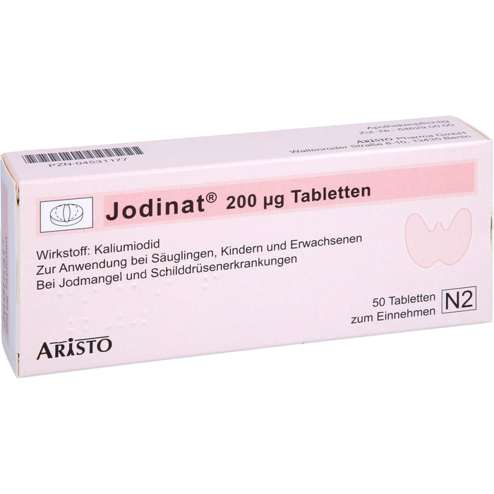 Jodinat 200 µg Tabletten bei Jodmangel und Schilddrüsenerkrankungen, 50 St. Tabletten