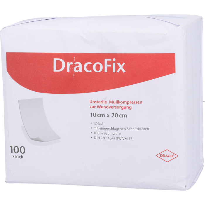 DracoFix unsterile Mullkompressen 10 x 20 cm 12fach, 100 St. Kompressen