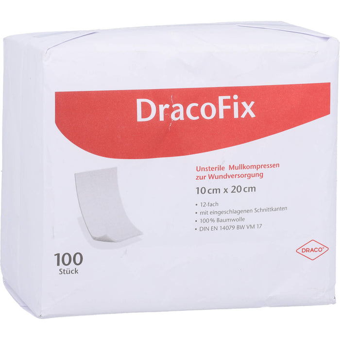 DracoFix unsterile Mullkompressen 10 x 20 cm 12fach, 100 St. Kompressen