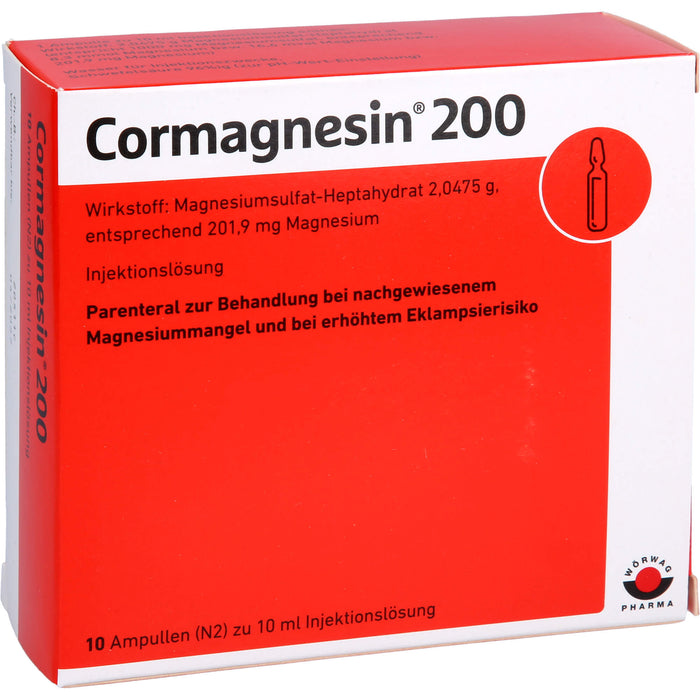 Wörwag Cormagnesin 200 Injektionslösung zur Therapie eines Magnesiummangels, 10 St. Ampullen
