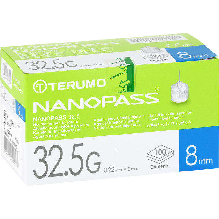 TERUMO NANOPASS 32,5 G 0,22 x 8 mm  Kanüle für Injektionspens, 100 St. Kanülen