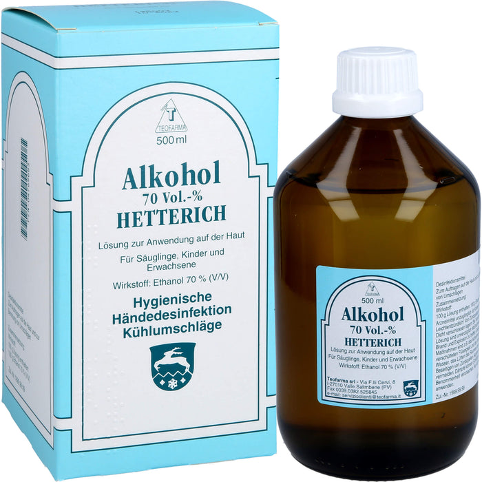 HETTERICH Alkohol 70 Vol.-% Lösung zur hygienischen Händedesinfektion, 500 ml Lösung