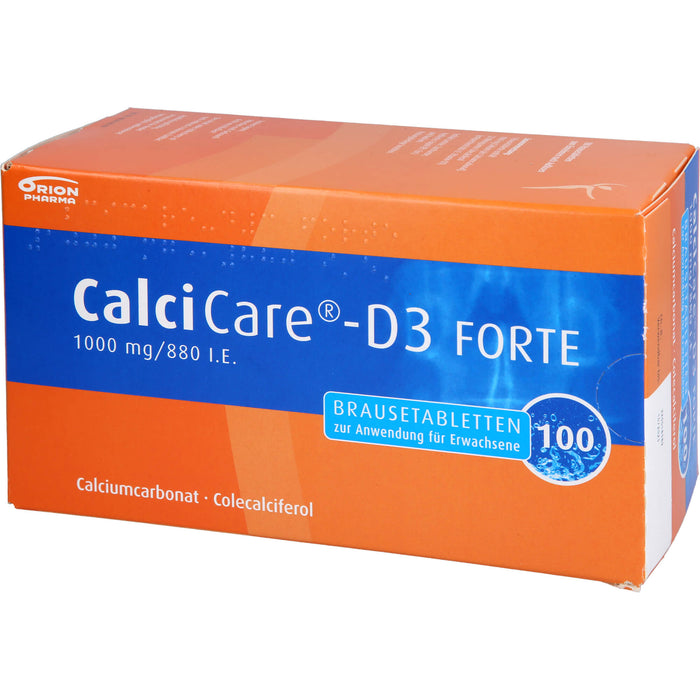CalciCare-D3 forte 1000 mg/880 I.E. Brausetabletten zur Prävention und Behandlung von Osteoporose, 100 St. Tabletten