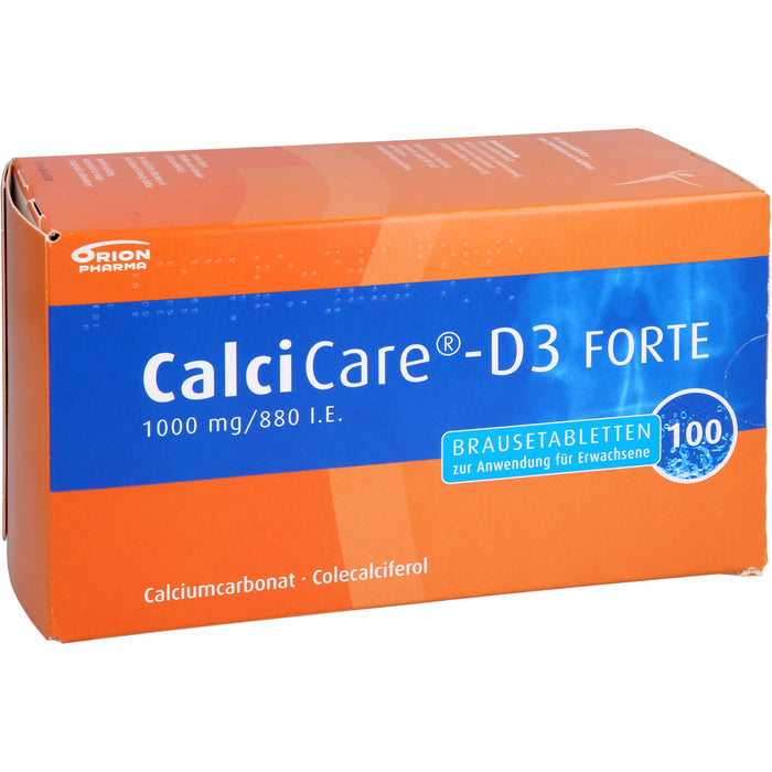 CalciCare-D3 forte 1000 mg/880 I.E. Brausetabletten zur Prävention und Behandlung von Osteoporose, 100 St. Tabletten