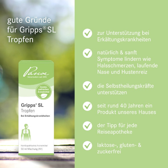 Gripps SL Tropfen bei Erkältungskrankheiten, 50 ml Lösung