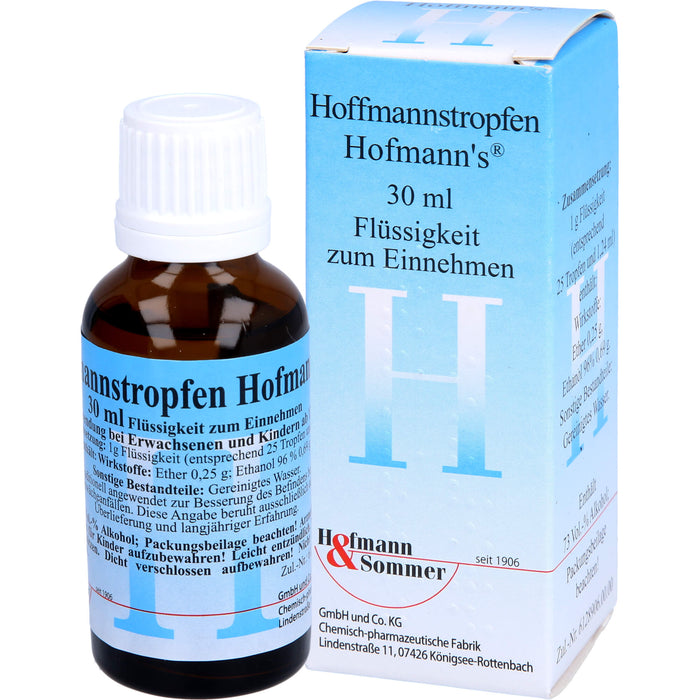 Hoffmannstropfen zur Belebung bei Abgespanntheit , Lustlosigkeit, Schwächeanfällen, Übelkeit und Völlegefühl, 30 ml Lösung