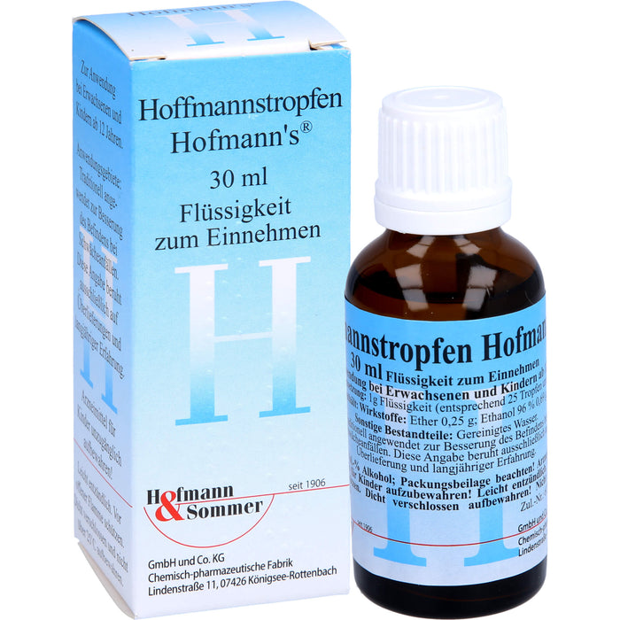 Hoffmannstropfen zur Belebung bei Abgespanntheit , Lustlosigkeit, Schwächeanfällen, Übelkeit und Völlegefühl, 30 ml Lösung