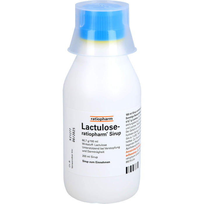 Lactulose-ratiopharm Sirup unterstützend bei Verstopfung und Darmträgheit, 200 ml Lösung