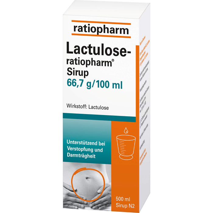 Lactulose-ratiopharm Sirup unterstützend bei Verstopfung und Darmträgheit, 500 ml Lösung