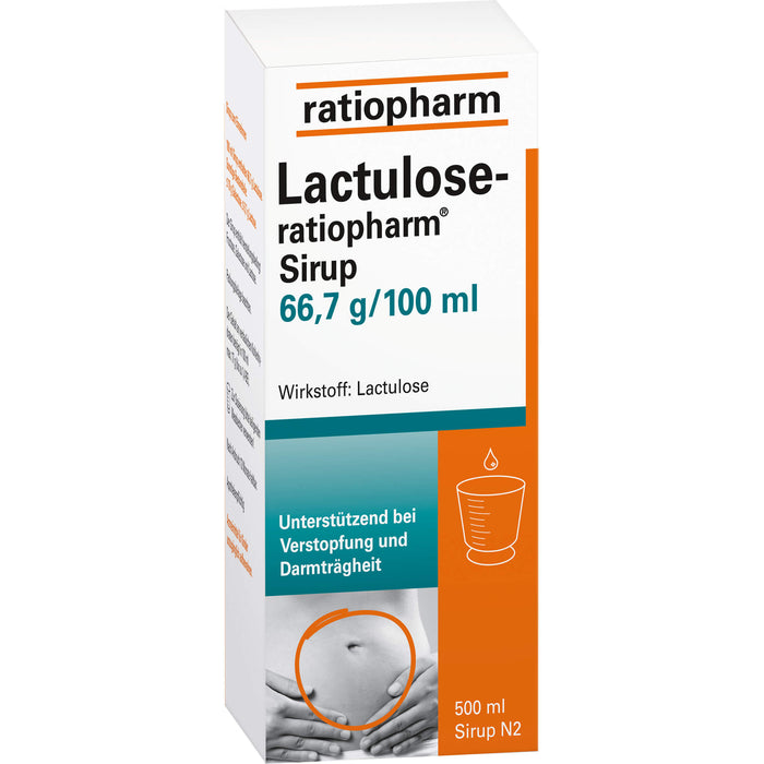 Lactulose-ratiopharm Sirup unterstützend bei Verstopfung und Darmträgheit, 500 ml Lösung