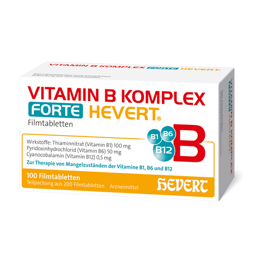 Vitamin B Komplex forte Hevert zur Therapie nachgewiesener Mangelzustände der Vitamine B1, B6 und B12, 200 St. Tabletten