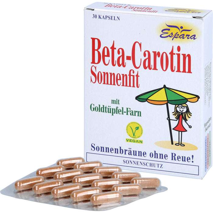 Espara Beta-Carotin Sonnenfit mit Goldtüpfel-Farn Kapseln für Sonnenbräune ohne Reue, 30 St. Kapseln