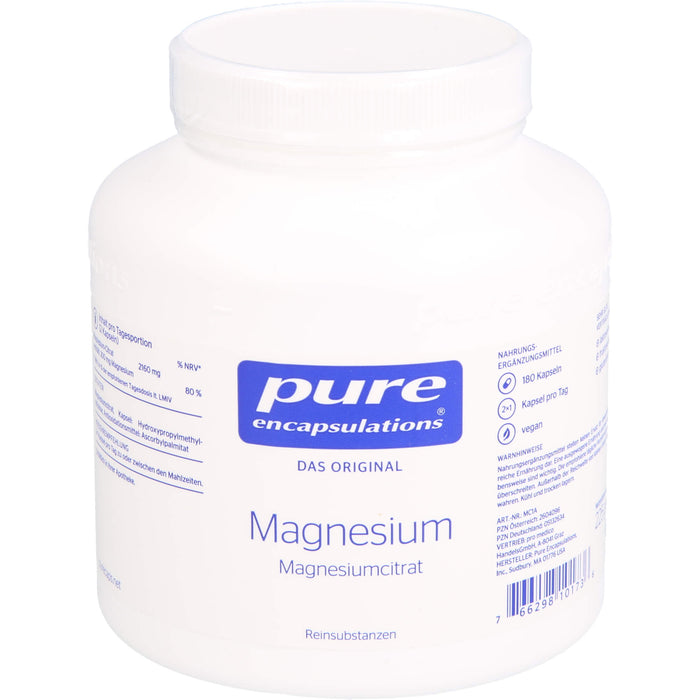 pure encapsulations Magnesium Magnesiumcitrat Kapseln, 180 St. Kapseln