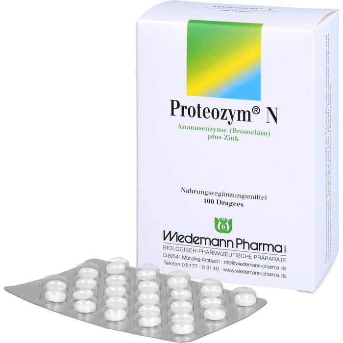 Proteozym N Dragees unterstützt die Eiweißsynthese und trägt zu gesunden Knochen, Haaren, Nägeln und Haut bei, 100 St. Tabletten